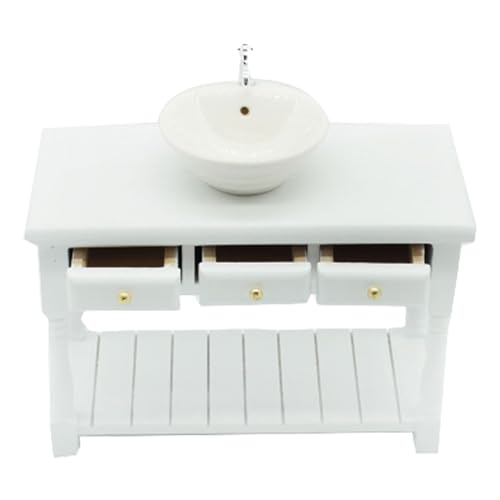 XUEYEGONGJI Puppenhausmöbel Badezimmer Set, 1:12 Runde Puppenhaus Waschbecken mit Waschtisch, Waschbecken Möbel für Puppenhausdekoration, Puppenhauszubehör XUEYEGONGJI Puppenhausmöbel Badezimmer Set, 1:12 Runde Puppenhaus Waschbecken mit Waschtisch, Waschbecken Möbel für Puppenhausdekoration, Puppenhauszubehör von XUEYEGONGJI