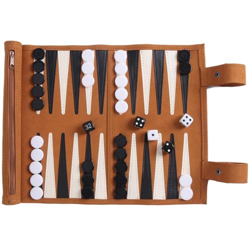 Travel Backgammon Set 14x9.8 '' Rolling Microfaser Backgammon Board Easy Setup Secure Travel Set mit Rollbeutel für das Schachspiel im Freien Travel Backgammon Set 14x9.8 '' Rolling Microfaser Backgammon Board Easy Setup Secure Travel Set mit Rollbeutel für das Schachspiel im Freien von XUEYEGONGJI