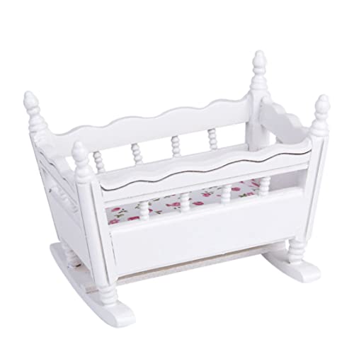 Weiße Holz 1:12 Miniaturbabypuppe Crib Bett Puppenhaus Dekoration, weiße Holz 1:12 Miniaturbabypuppe Crib Bed Dollhouse Dekoration Weiße Holz 1:12 Miniaturbabypuppe Crib Bett Puppenhaus Dekoration, weiße Holz 1:12 Miniaturbabypuppe Crib Bed Dollhouse Dekoration von XUEYEGONGJI