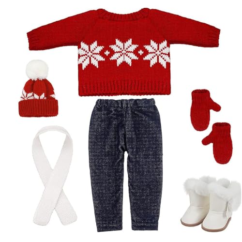 XUEYEGONGJI 18 Zoll Puppenkleidung süße gestrickte amerikanische Puppenkleidung Weihnachten Winter -Outfit, einschließlich Schuhe, Pullover, H von XUEYEGONGJI