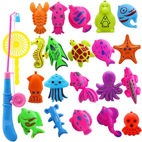 XUEYEGONGJI 22pcs Fischereispielzeug magnetisch Wasserspiel Gegenstände Angelspiele Multi -Fisch -Spielzeug für Kinder Badespaß Zeit, Strandspielzeug Kinder Spiel Badezubehör kreativ von XUEYEGONGJI