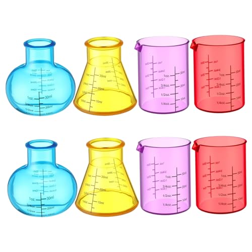XUEYEGONGJI 8pcs Kunststoffbecher farbenfrohe Becher -Set mit verschiedenen Formen für Kunststoff -Bildungswissenschaft für DIY, Experiment, Chemie, Studien, Flask von XUEYEGONGJI