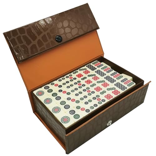 XUEYEGONGJI Chinesisches Mahjong -Set mit 144 Fliesen Mini Mahjong Set mit brauner Tragetasche tragbares und leichtes Spiel XUEYEGONGJI Chinesisches Mahjong -Set mit 144 Fliesen Mini Mahjong Set mit brauner Tragetasche tragbares und leichtes Spiel von XUEYEGONGJI