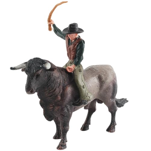 XUEYEGONGJI Cowboy-Spielzeug, realistisches Handzeichnung Bullenreitspielzeug, umweltfreundliche PVC Rodeo, Vorschule Science Educational Bull Rider für Jungen Kindergeschenke, Dunkelgrau, Reiten von XUEYEGONGJI