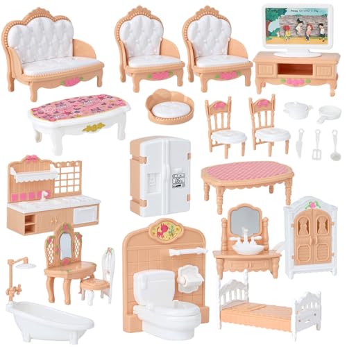 XUEYEGONGJI Dollhouse Möbel 4 Sets realistische Puppenhausmöbel Set Miniaturpuppenhauszubehör für Kinder Schlafzimmer Badezimmer DIY tun vor XUEYEGONGJI Dollhouse Möbel 4 Sets realistische Puppenhausmöbel Set Miniaturpuppenhauszubehör für Kinder Schlafzimmer Badezimmer DIY tun vor von XUEYEGONGJI