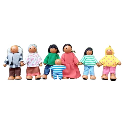 XUEYEGONGJI Hölzernpuppenhaus Menschen, 7pcs Dollhouse Menschen, Puppenhaus Familienpuppen Spielzeug, Puppenspiele Spielset für Kinder, Puppenhauszahlen XUEYEGONGJI Hölzernpuppenhaus Menschen, 7pcs Dollhouse Menschen, Puppenhaus Familienpuppen Spielzeug, Puppenspiele Spielset für Kinder, Puppenhauszahlen von XUEYEGONGJI