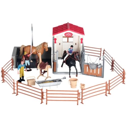 XUEYEGONGJI Horse Barn Playset Lifelike Leblender Horse Stall Playset umfasst Dusche, Krippen, Zaun und mehr pädagogische Entwicklungsspielzeu XUEYEGONGJI Horse Barn Playset Lifelike Leblender Horse Stall Playset umfasst Dusche, Krippen, Zaun und mehr pädagogische Entwicklungsspielzeu von XUEYEGONGJI