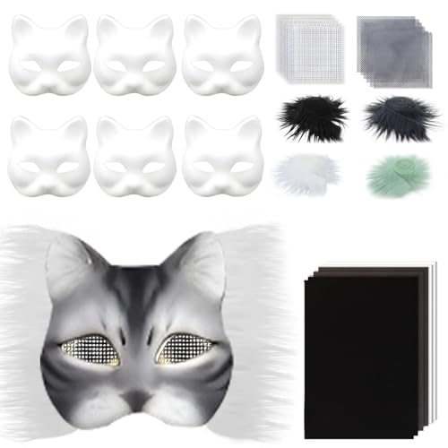 XUEYEGONGJI Katzenmaske, DIY Therian Mask Kit, dekorative Tiermaskenstil 2, Leere Katzenmaske mit Filzstoffblech, therianische Maske mit realistischem Fell, Katzenmasken zum Dekorieren XUEYEGONGJI Katzenmaske, DIY Therian Mask Kit, dekorative Tiermaskenstil 2, Leere Katzenmaske mit Filzstoffblech, therianische Maske mit realistischem Fell, Katzenmasken zum Dekorieren von XUEYEGONGJI