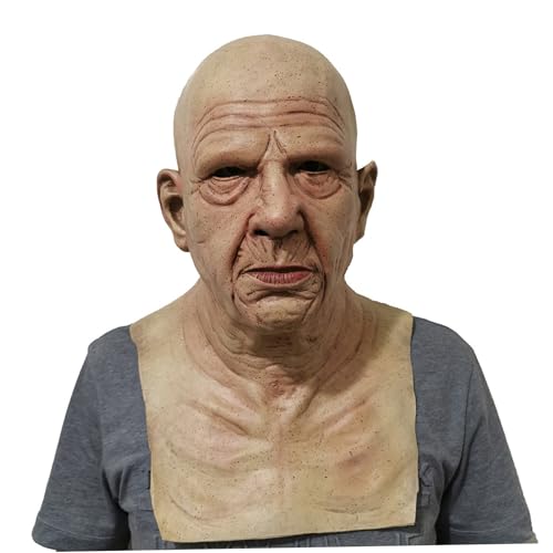 XUEYEGONGJI Maske für alte Männer, realistische Glatzkopf-Latexmaske, Einheitsgröße, Halloween-Maske, gruselige mit Belüftungslöchern, faltige Gesichtsmaske, gruselige XUEYEGONGJI Maske für alte Männer, realistische Glatzkopf-Latexmaske, Einheitsgröße, Halloween-Maske, gruselige mit Belüftungslöchern, faltige Gesichtsmaske, gruselige von XUEYEGONGJI