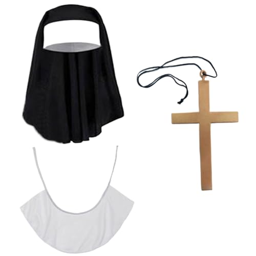 XUEYEGONGJI Nonnenkostüm-Zubehör-Set, Nonnen-Outfit mit Nonnen-Kopfbedeckung, Damen-Kostüme, Nonnen-Outfit XUEYEGONGJI Nonnenkostüm-Zubehör-Set, Nonnen-Outfit mit Nonnen-Kopfbedeckung, Damen-Kostüme, Nonnen-Outfit von XUEYEGONGJI