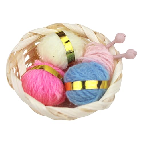 XUEYEGONGJI Puppenhausnadelkorb 1:12 Miniatur -Strickkorb mit Wollgarn -Ballpuppenhauszubehör für Weihnacht Doll House Dekor 1, 18x 0, 79 Zoll, Dekoration, Dekoration von XUEYEGONGJI