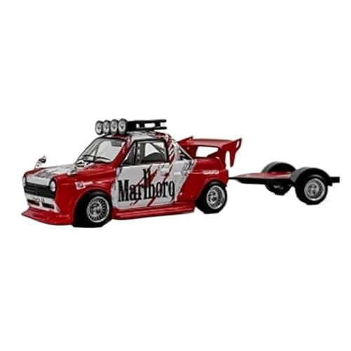 XUFQRAN Miniatur-Ausstellung Maßstab 1:64 Für Roten Kleinen Pickup-Truck-Anhänger Auto Druckguss Sammlermodell Bausatz Statische Ornamente Simulationssammlung von XUFQRAN
