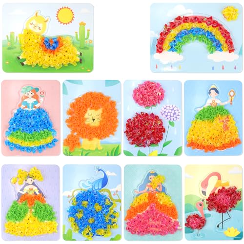 XUHN Mädchen Handmalerei für Kinder, Bastelset Kreatives für Mädchen Jungen, Handmalerei für Kinder Poke Art DIY Toys, Fabric Art Frenzy, 3D Poke Art DIY Toys von XUHN