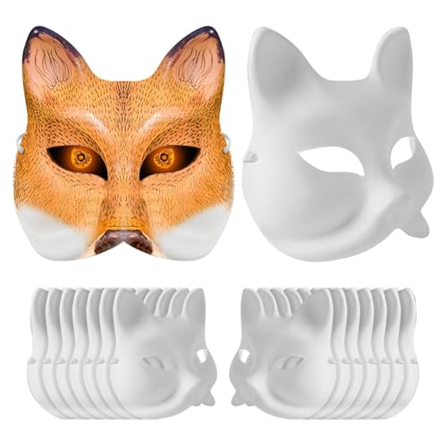 XUJIAN Tiermasken Aus Pappmaché, Weiße, Blanke Fuchsmaske für Cosplay, Theater, Halloween, Klassenzimmer, Art XUJIAN Tiermasken Aus Pappmaché, Weiße, Blanke Fuchsmaske für Cosplay, Theater, Halloween, Klassenzimmer, Art von XUJIAN