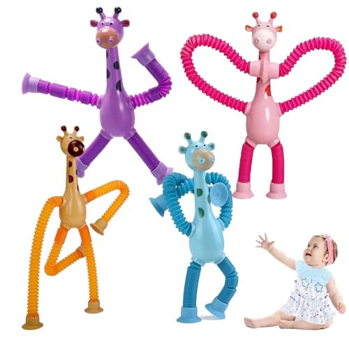 XULEGGNK Telescopic Suction Cup Giraffe Toy, Giraffen Röhren Spielzeug, Teleskop-Saugnapf-Giraffen-Spielzeug, Giraffe Pop Röhren Sensorik Spielzeug, Pädagogisches Stress Spielzeug für Kinder,4pcs XULEGGNK Telescopic Suction Cup Giraffe Toy, Giraffen Röhren Spielzeug, Teleskop-Saugnapf-Giraffen-Spielzeug, Giraffe Pop Röhren Sensorik Spielzeug, Pädagogisches Stress Spielzeug für Kinder,4pcs von XULEGGNK