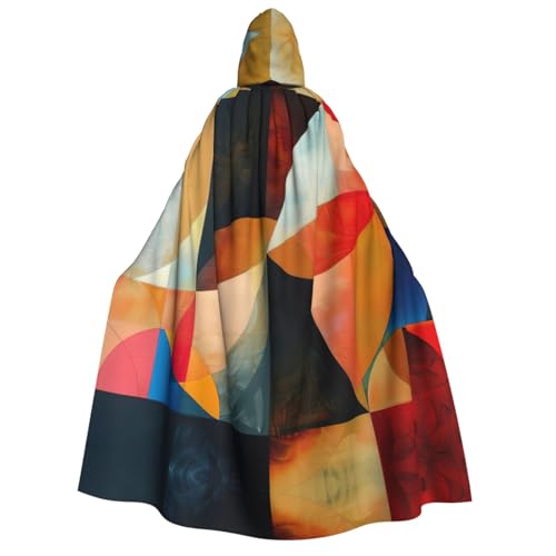 XULLZH Abstrakter geometrischer Druck, Unisex, Kapuzenumhang für Erwachsene, Halloween, volle Länge, Umhang mit Kapuze, Kostüm von XULLZH