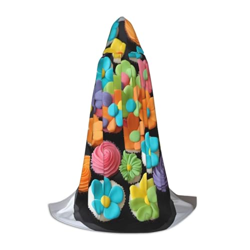 XULLZH Cupcake-Umhang mit Regenbogen-Blumen-Kuchen-Druck, Kapuzenumhang, Halloween, Weihnachten, Kostüm, Damen, Herren, Erwachsene, Maskerade XULLZH Cupcake-Umhang mit Regenbogen-Blumen-Kuchen-Druck, Kapuzenumhang, Halloween, Weihnachten, Kostüm, Damen, Herren, Erwachsene, Maskerade von XULLZH
