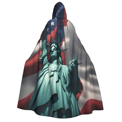 XULLZH Freiheitsstatue-Flaggen-Druck, Unisex, Kapuzenumhang für Erwachsene, Halloween, volle Länge, Umhang mit Kapuze, Kostüm XULLZH Freiheitsstatue-Flaggen-Druck, Unisex, Kapuzenumhang für Erwachsene, Halloween, volle Länge, Umhang mit Kapuze, Kostüm von XULLZH