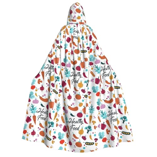 XULLZH Gesunder Lebensmittel-Druck, Unisex, Kapuzenumhang für Erwachsene, Halloween, volle Länge, Umhang für Herren, Umhang mit Kapuze, Kostüm von XULLZH