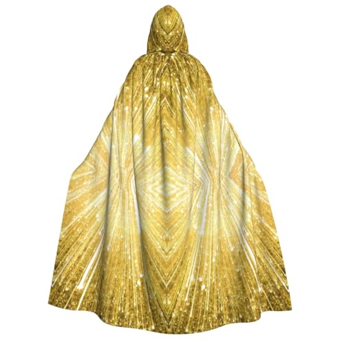XULLZH Goldfarbener Bling-Druck, Unisex, Kapuzenumhang für Erwachsene, Halloween, volle Länge, Umhang mit Kapuze, Kostüm von XULLZH