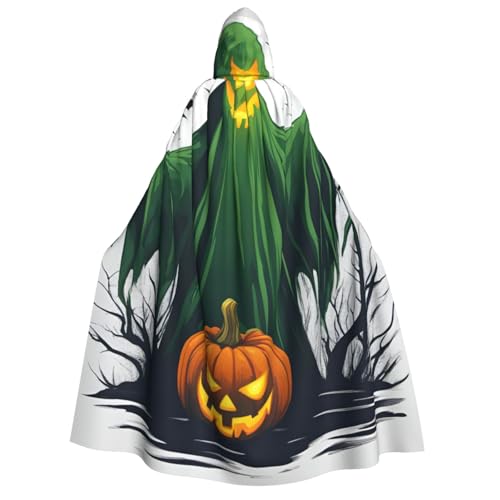 XULLZH Grüner Geist Horror Halloween Kürbis Druck Unisex Kapuzenumhang für Erwachsene Halloween Volle Länge Umhang Herren Umhang mit Kapuze Kostüm von XULLZH