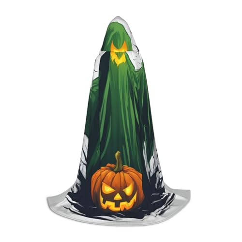 XULLZH Grüner Geister-Horror-Halloween-Kürbis-Druck, Kapuzenumhang für Halloween, Weihnachten, Kostüm, Damen, Herren, Erwachsene, Maskerade XULLZH Grüner Geister-Horror-Halloween-Kürbis-Druck, Kapuzenumhang für Halloween, Weihnachten, Kostüm, Damen, Herren, Erwachsene, Maskerade von XULLZH
