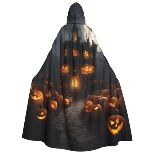 XULLZH Halloween-Kürbis-Druck, Unisex, Kapuzenumhang für Erwachsene, Halloween-Umhang in voller Länge, Herren-Umhang mit Kapuze von XULLZH