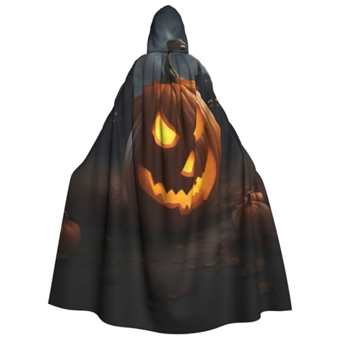 XULLZH Halloween-Kürbis-Druck, Unisex, Kapuzenumhang für Erwachsene, Halloween-Umhang in voller Länge, Herren-Umhang mit Kapuze von XULLZH