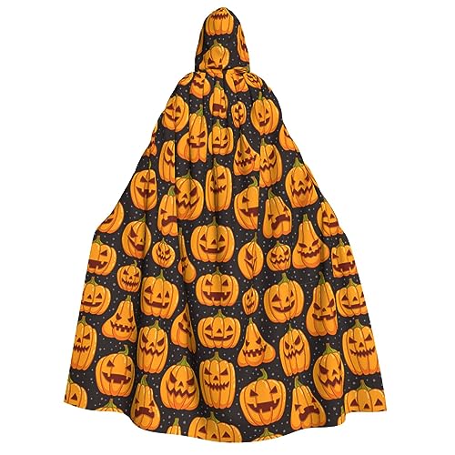 XULLZH Halloween Kürbis Muster Druck Unisex Kapuzenumhang für Erwachsene Halloween volle Länge Umhang Herren Umhang mit Kapuze Kostüm von XULLZH