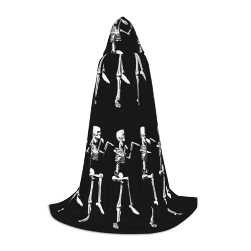 XULLZH Halloween Skelett Schädel Druck Kapuzenumhang Halloween Weihnachten Umhang Kostüm Damen Herren Erwachsene Maskerade Dress Up von XULLZH