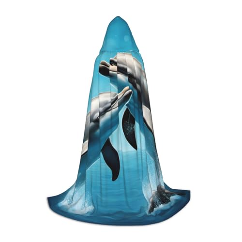 XULLZH Kapuzenumhang mit Delfinen in Love Druck, Halloween, Weihnachten, Umhang, Kostüm, Damen, Herren, Erwachsene, Maskerade XULLZH Kapuzenumhang mit Delfinen in Love Druck, Halloween, Weihnachten, Umhang, Kostüm, Damen, Herren, Erwachsene, Maskerade von XULLZH