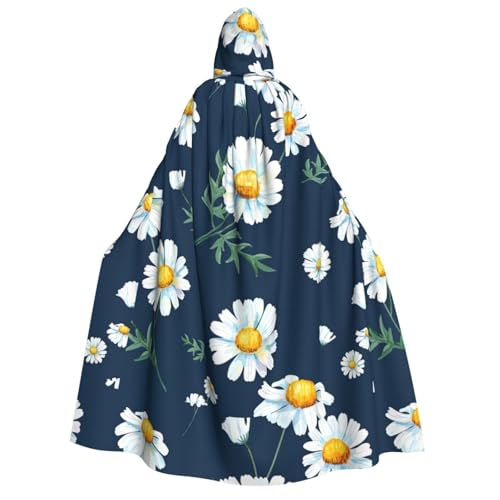 XULLZH Kapuzenumhang mit Gänseblümchen-Aufdruck, Unisex, für Erwachsene, Halloween, volle Länge, Umhang mit Kapuze, Kostüm von XULLZH