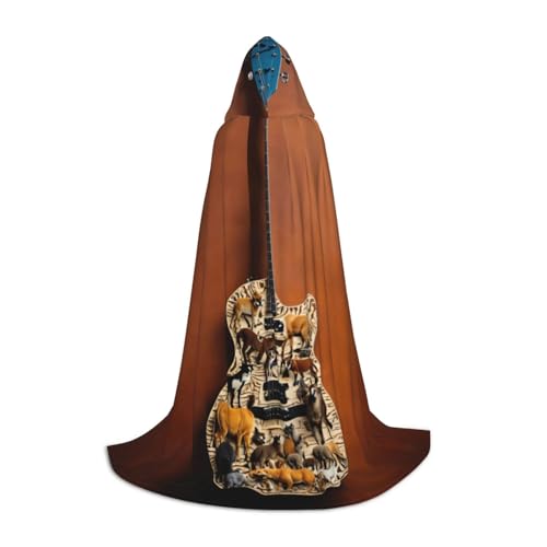 XULLZH Kapuzenumhang mit Gitarrenmuster, Halloween, Weihnachten, Kostüm, für Damen und Herren, Erwachsene, Maskerade XULLZH Kapuzenumhang mit Gitarrenmuster, Halloween, Weihnachten, Kostüm, für Damen und Herren, Erwachsene, Maskerade von XULLZH