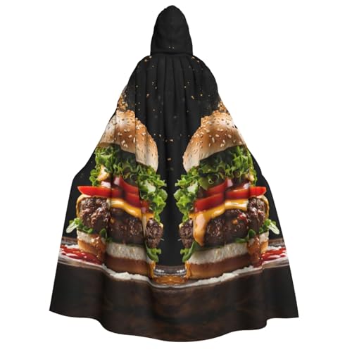 XULLZH Kapuzenumhang mit Lebensmitteldruck, Unisex, für Erwachsene, Halloween, volle Länge, Umhang mit Kapuze, Kostüm von XULLZH