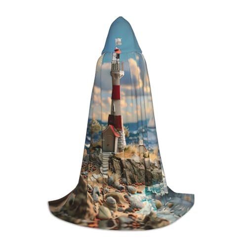 XULLZH Kapuzenumhang mit Leuchtturm-Aufdruck am Meer, Halloween, Weihnachten, Kostüm, Damen, Herren, Erwachsene, Maskerade XULLZH Kapuzenumhang mit Leuchtturm-Aufdruck am Meer, Halloween, Weihnachten, Kostüm, Damen, Herren, Erwachsene, Maskerade von XULLZH