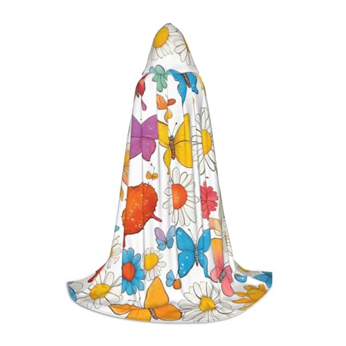 XULLZH Kapuzenumhang mit Schmetterlings-Gänseblümchen-Druck, Halloween, Weihnachten, Kostüm, für Damen und Herren, Erwachsene, Maskerade XULLZH Kapuzenumhang mit Schmetterlings-Gänseblümchen-Druck, Halloween, Weihnachten, Kostüm, für Damen und Herren, Erwachsene, Maskerade von XULLZH