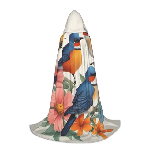 XULLZH Kapuzenumhang mit Vögeln, Blumen, Schmetterling, Aufdruck, Halloween, Weihnachten, Kostüm, Damen, Herren, Erwachsene, Maskerade XULLZH Kapuzenumhang mit Vögeln, Blumen, Schmetterling, Aufdruck, Halloween, Weihnachten, Kostüm, Damen, Herren, Erwachsene, Maskerade von XULLZH