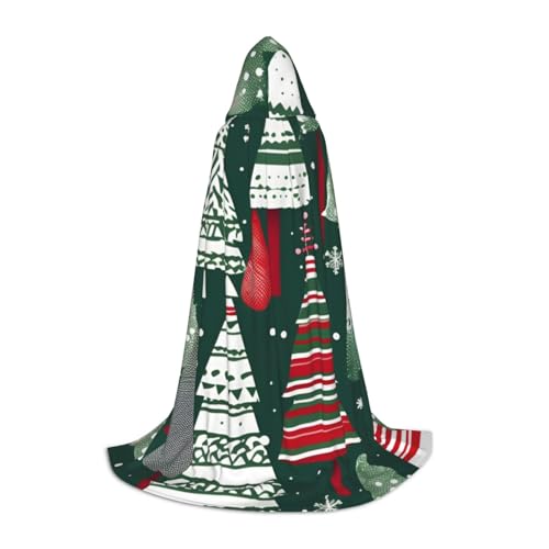 XULLZH Kapuzenumhang mit Weihnachtsbäumen und Aufdruck, Halloween-Weihnachtsumhang, Kostüm, Damen, Herren, Erwachsene, Maskerade von XULLZH