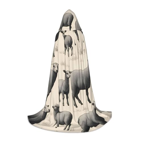 XULLZH Kapuzenumhang mit süßem Schaf, Lamm, Aufdruck, Halloween, Weihnachten, Kostüm, Damen, Herren, Erwachsene, Maskerade XULLZH Kapuzenumhang mit süßem Schaf, Lamm, Aufdruck, Halloween, Weihnachten, Kostüm, Damen, Herren, Erwachsene, Maskerade von XULLZH