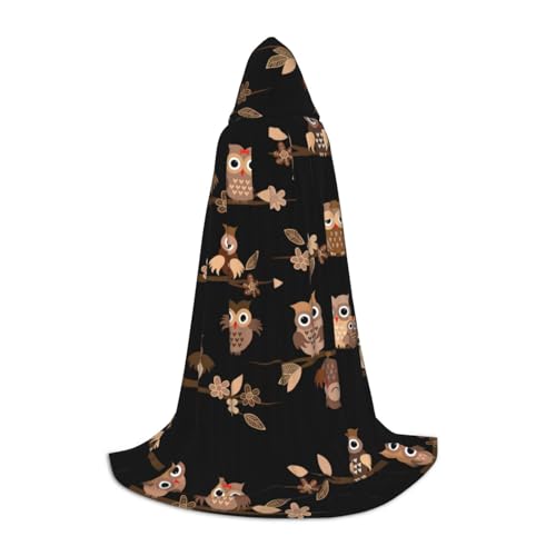 XULLZH Kapuzenumhang mit süßem braunem Cartoon-Eulen-Druck, Halloween-Weihnachtsumhang, Kostüm für Damen und Herren, Erwachsene, Maskerade XULLZH Kapuzenumhang mit süßem braunem Cartoon-Eulen-Druck, Halloween-Weihnachtsumhang, Kostüm für Damen und Herren, Erwachsene, Maskerade von XULLZH