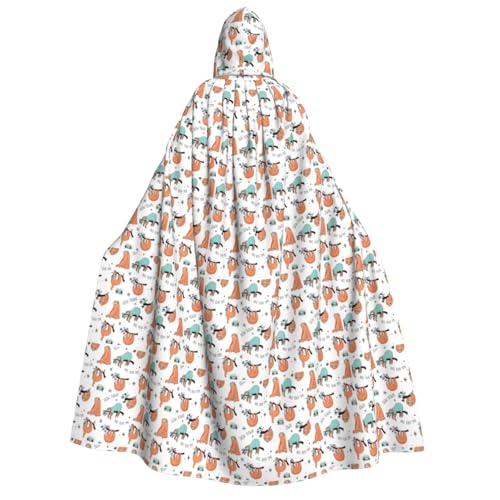 XULLZH Lustiger süßer Tier-Faultier-Musik-Druck, Unisex, Kapuzenumhang für Erwachsene, Halloween, volle Länge, Umhang mit Kapuze, Kostüm von XULLZH