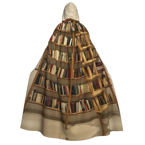 XULLZH Lustiges Bücherregal-Kollektion und Leiter-Druck, Unisex, Kapuzenumhang für Erwachsene, Halloween, volle Länge, Umhang mit Kapuze, Kostüm XULLZH Lustiges Bücherregal-Kollektion und Leiter-Druck, Unisex, Kapuzenumhang für Erwachsene, Halloween, volle Länge, Umhang mit Kapuze, Kostüm von XULLZH