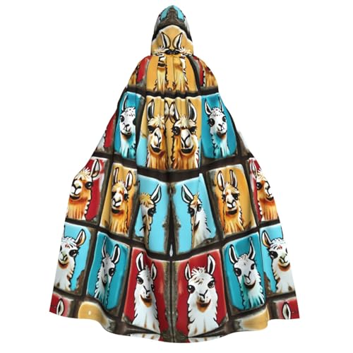 XULLZH Many Süßer Lama-Fliesen-Druck, Unisex, Kapuzenumhang für Erwachsene, Halloween, volle Länge, Umhang mit Kapuze, Kostüm XULLZH Many Süßer Lama-Fliesen-Druck, Unisex, Kapuzenumhang für Erwachsene, Halloween, volle Länge, Umhang mit Kapuze, Kostüm von XULLZH