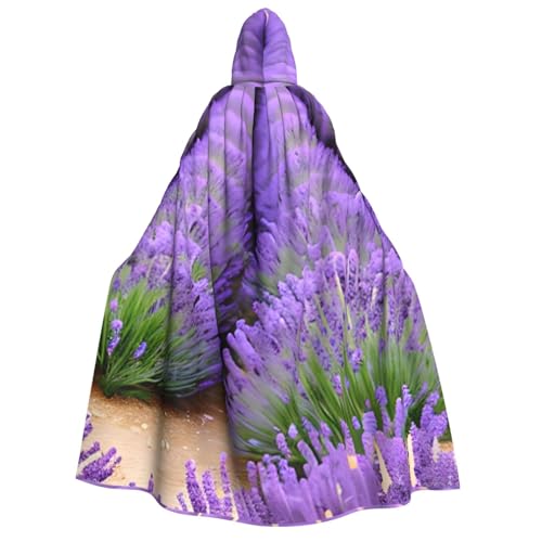 XULLZH Romantischer Lavendel-Druck, Unisex, Kapuzenumhang für Erwachsene, Halloween, volle Länge, Umhang für Herren, Umhang mit Kapuze von XULLZH