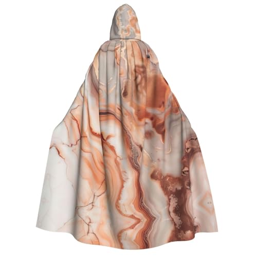 XULLZH Rose-goldener Marmor-Druck, Unisex, Kapuzenumhang für Erwachsene, Halloween, volle Länge, Umhang für Herren, Umhang mit Kapuze von XULLZH