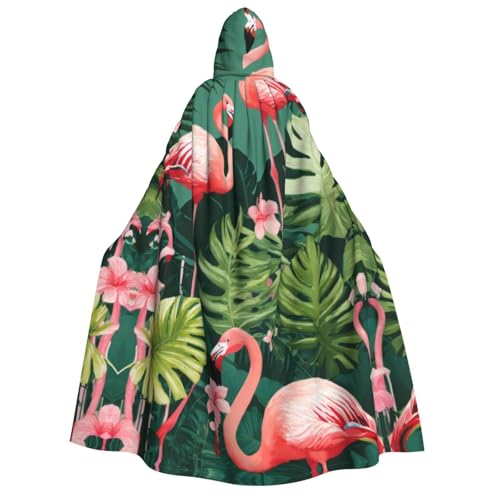 XULLZH Roter Flamingo-Druck, Unisex, Kapuzenumhang für Erwachsene, Halloween, volle Länge, Umhang mit Kapuze, Kostüm von XULLZH