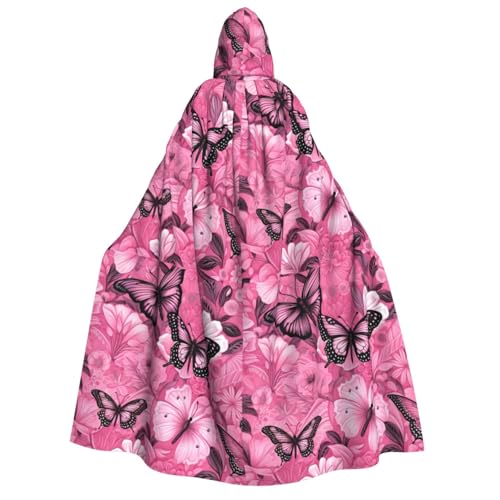 XULLZH Roter Schmetterlings-Umhang mit nahtlosem Fliesendruck, Unisex, Kapuzenumhang für Erwachsene, Halloween, volle Länge, Umhang mit Kapuze, Kostüm von XULLZH