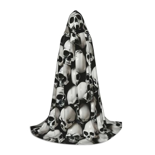 XULLZH Schwarzer Totenkopf-Aufdruck, Kapuzenumhang für Halloween, Weihnachten, Kostüm, Damen, Herren, Erwachsene, Maskerade XULLZH Schwarzer Totenkopf-Aufdruck, Kapuzenumhang für Halloween, Weihnachten, Kostüm, Damen, Herren, Erwachsene, Maskerade von XULLZH