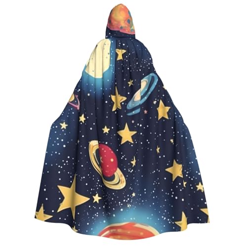 XULLZH Sternenhimmel Universum Weltraumdruck Unisex Kapuzenumhang für Erwachsene Halloween Volle Länge Umhang Herren Umhang mit Kapuze Kostüm von XULLZH
