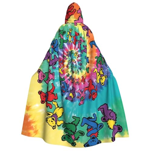 XULLZH Tanzender Danksagungs-Bär-Druck, Unisex, Kapuzenumhang für Erwachsene, Halloween, volle Länge, Umhang mit Kapuze, Kostüm von XULLZH